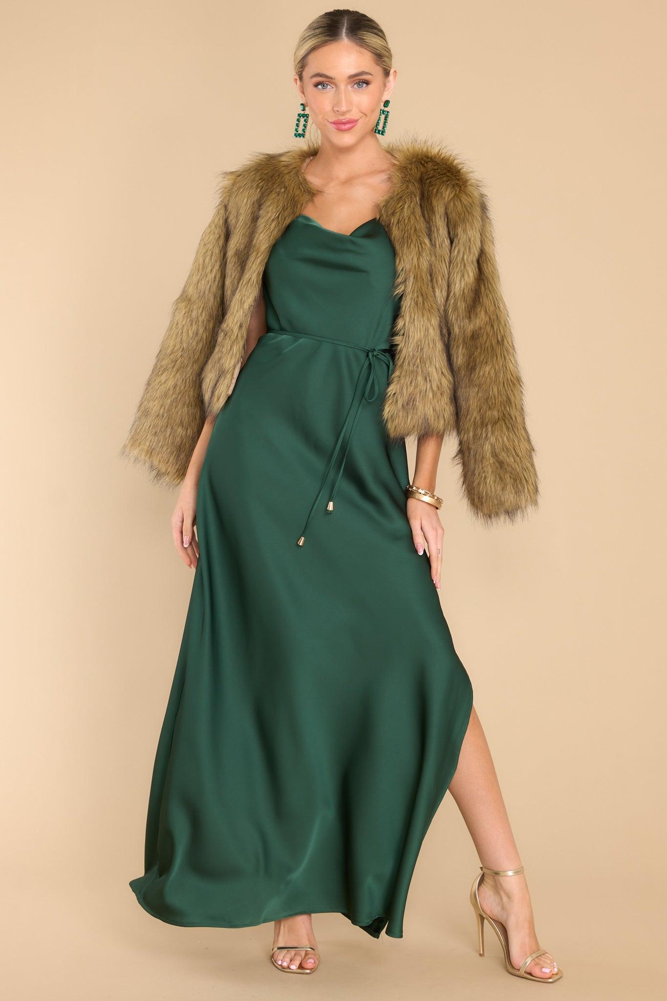 Gleaming Glam Emerald Maxi Dress Dark Green Product Image