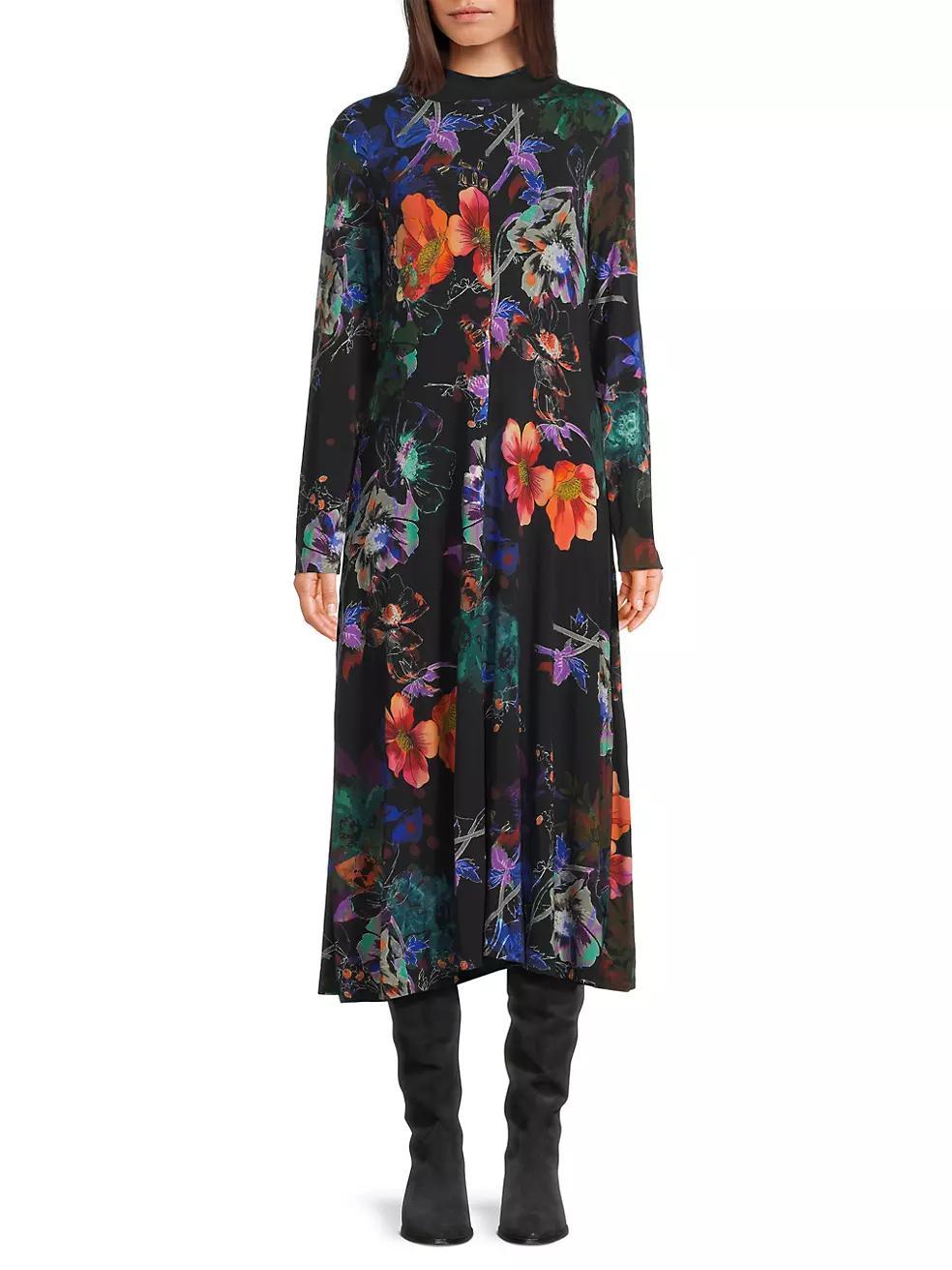 The Janie Floral Mockneck Midi-Dress Product Image