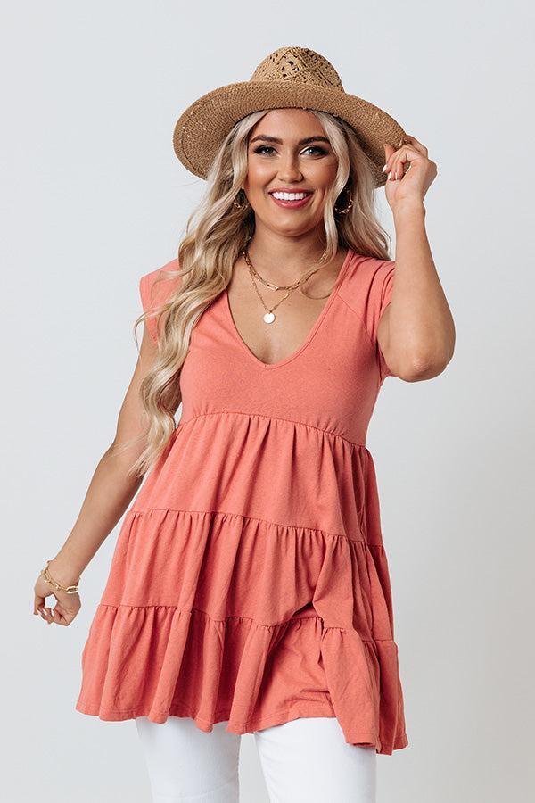 Sea Shine Babydoll Tunic Dress In Coral Product Image