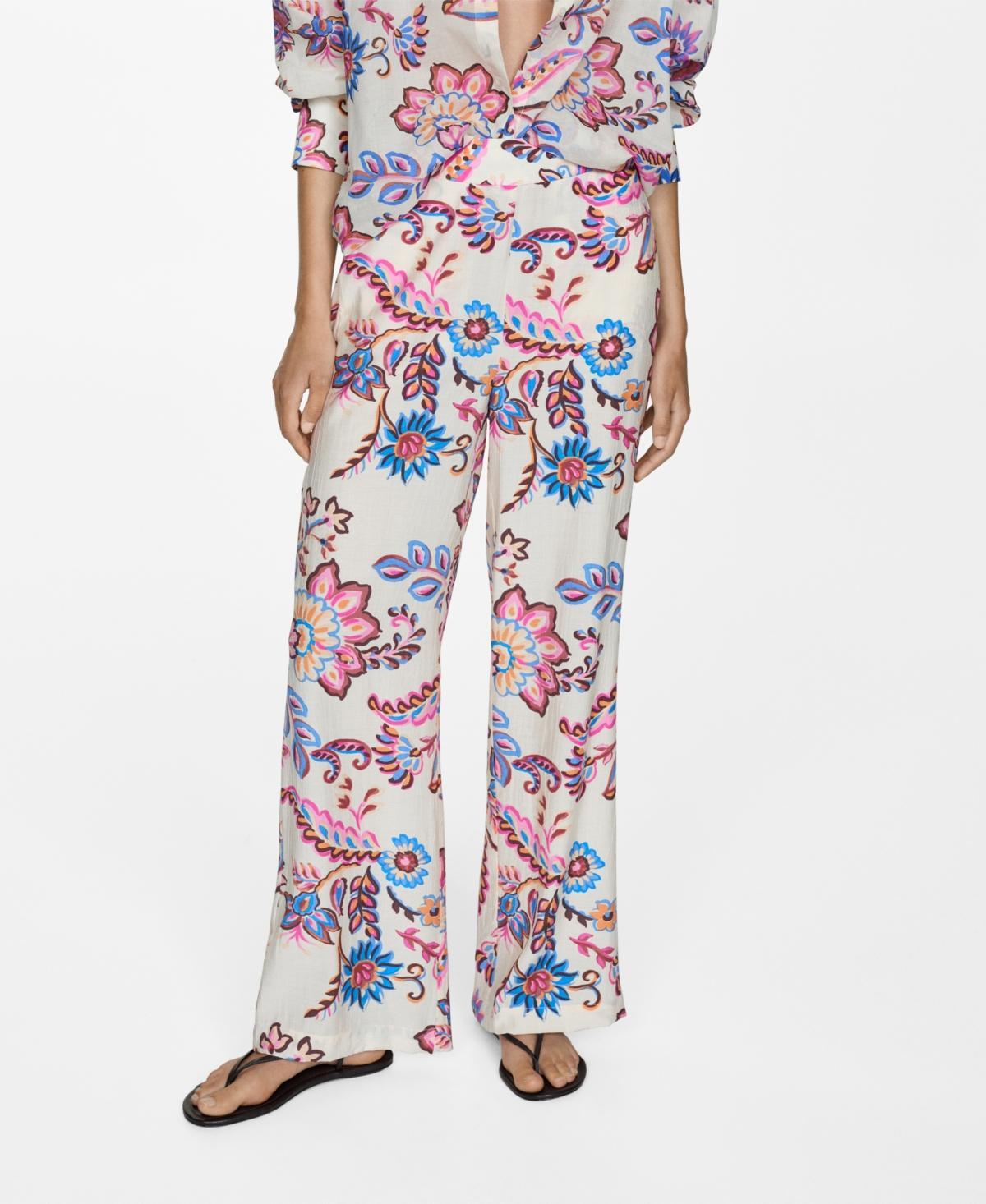 Mango Womens Printed Straight Pants Product Image