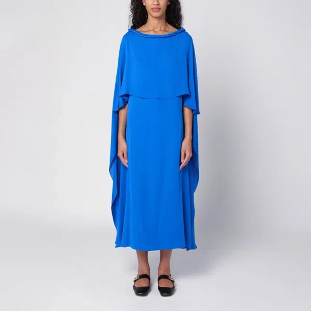 Electric Blue Silk Midi Dress Product Image