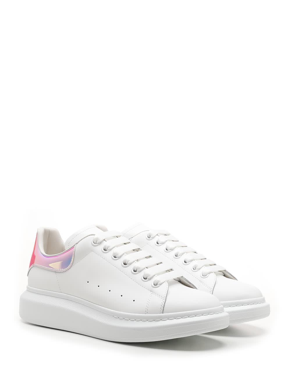 Shock Pink Oversize Sneakers In White Product Image