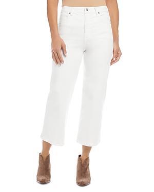 Karen Kane Brooklyn High Rise Cropped Wide Leg Jeans in Cream Product Image