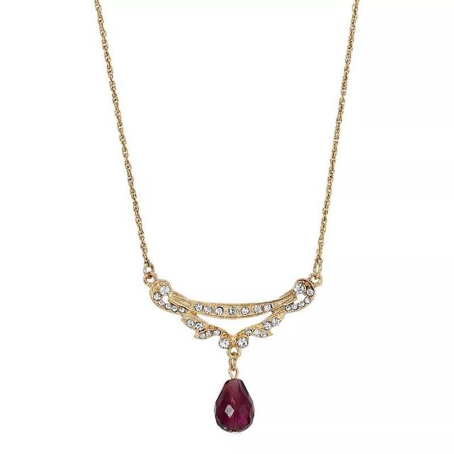 1928 Gold Tone Crystal Swag Shaped Collar Necklace, Womens, Purple Product Image