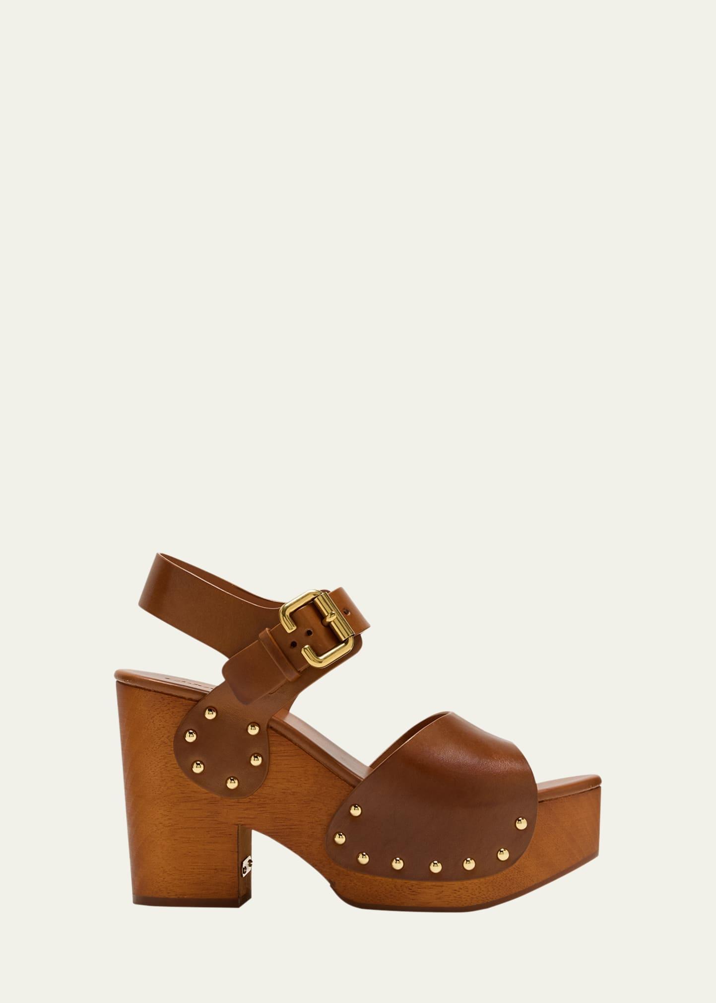 Jeannette Leather Clog Platform Sandals In Ginger Brown Product Image