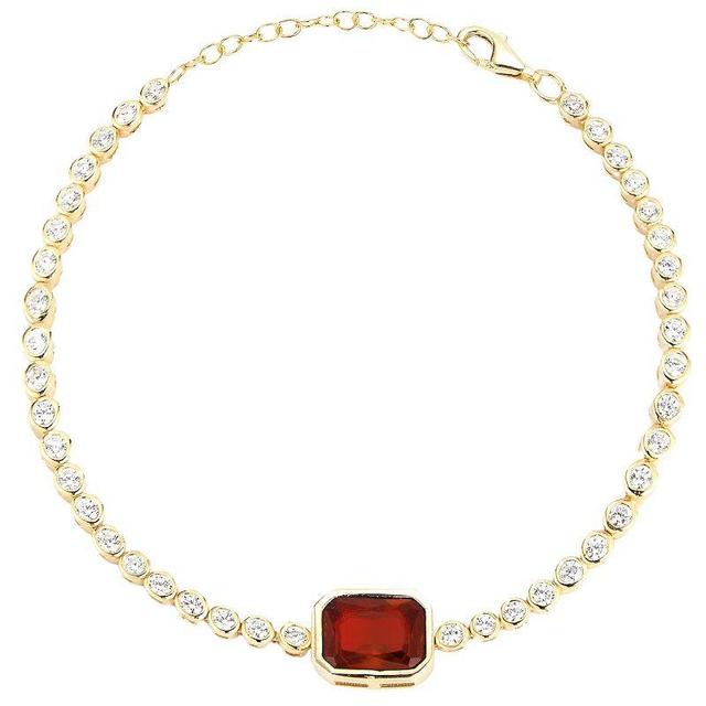 Sunkissed Sterling 14k Gold Over Silver Cubic Zirconia Bracelet, Womens Gold Tone Red Product Image