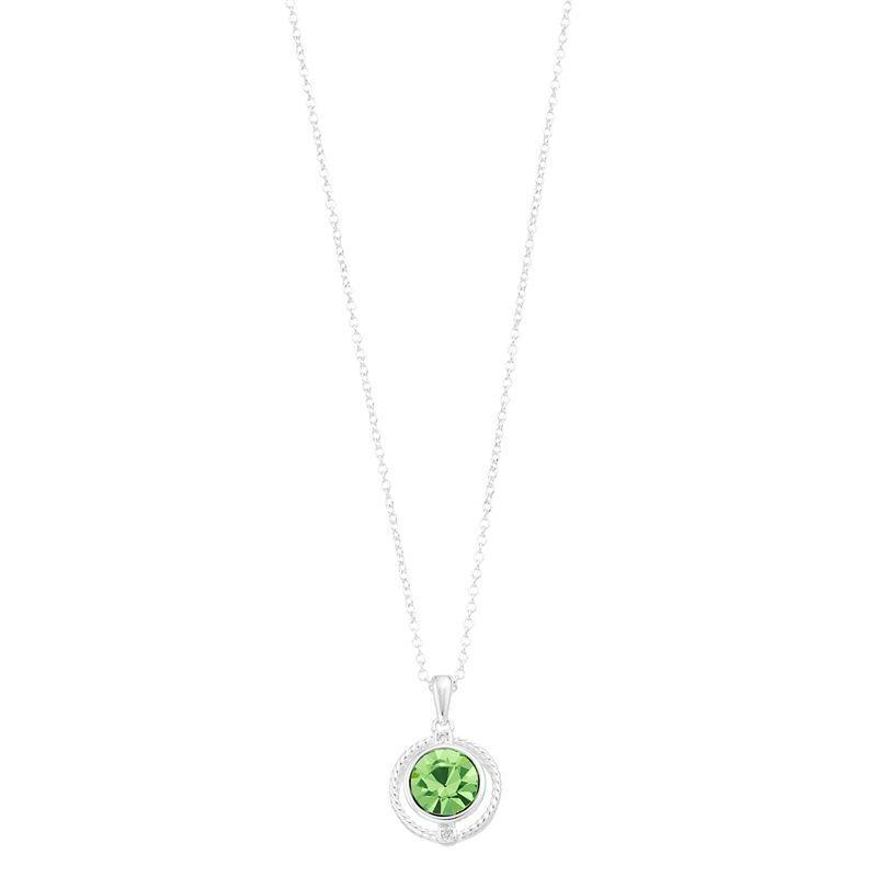 City Luxe Crystal Birthstone Pendant Necklace, Womens, Silver Tone August Product Image