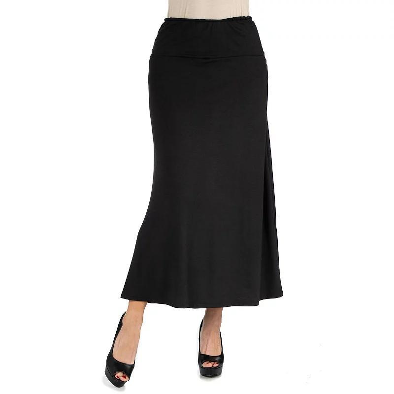 Womens 24seven Comfort Apparel Elastic Waist Midi Skirt Product Image