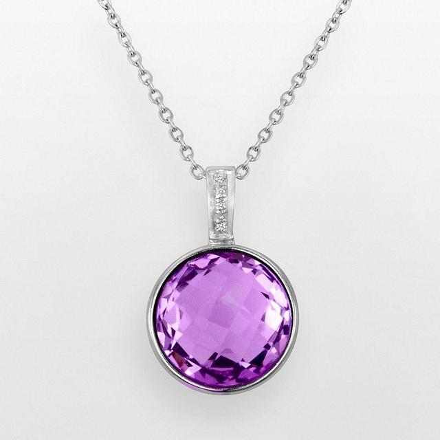 Sterling Silver Amethyst and Diamond Accent Pendant, Womens Purple Product Image