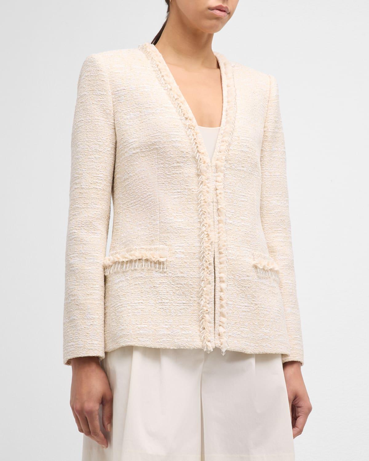 Jilly Beaded Ruffle-Trim Tweed Jacket Product Image