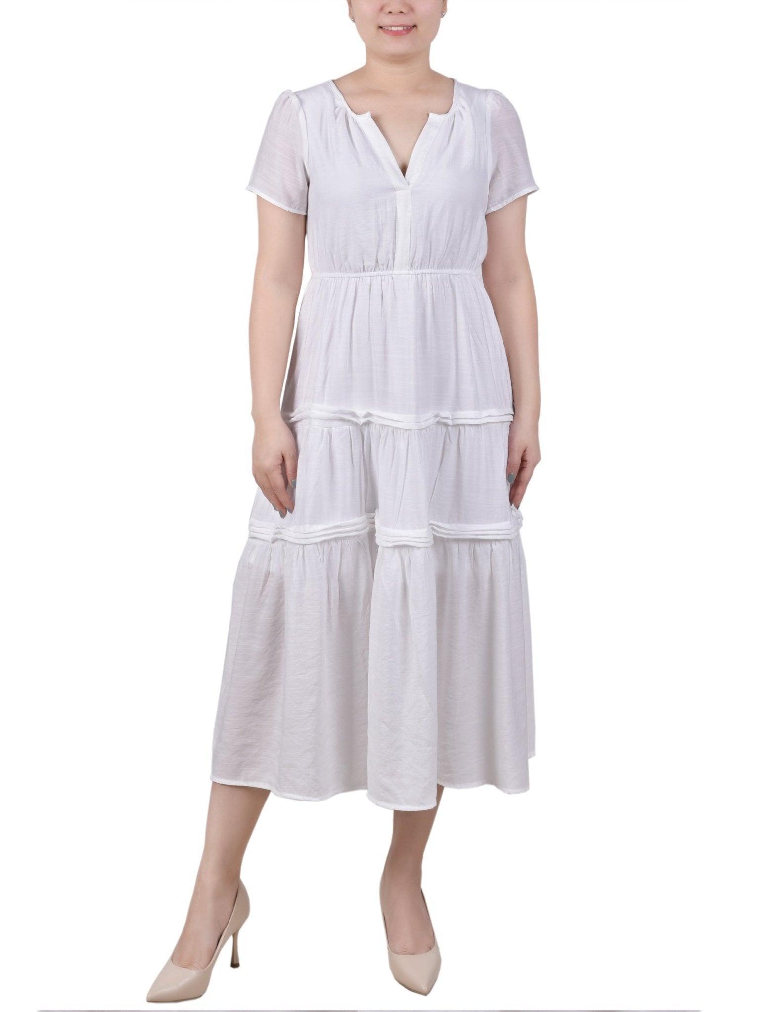 Ankle Length Short Sleeve Dress - Petite Product Image