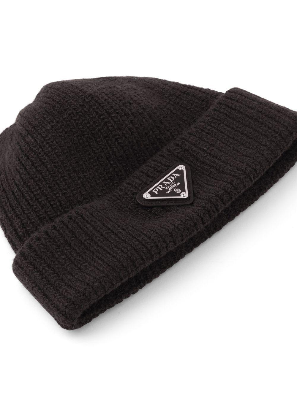 triangle-logo wool-cashmere beanie Product Image