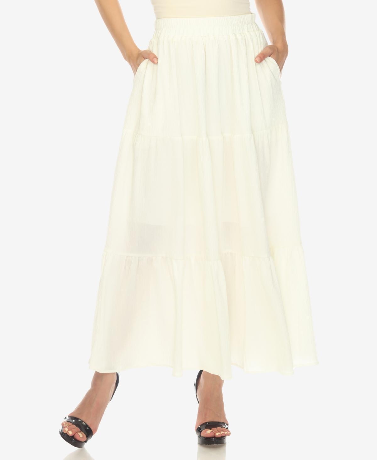 White Mark Womens Pleated Tiered Maxi Skirt Product Image