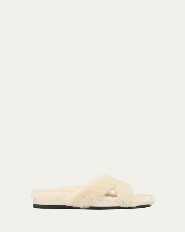 Chilpa Shearling Slippers In Dark Cream Product Image