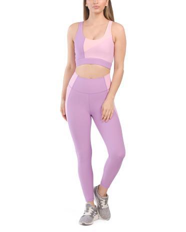 2pk Color Block Sports Bra And Leggings Set for Women Product Image