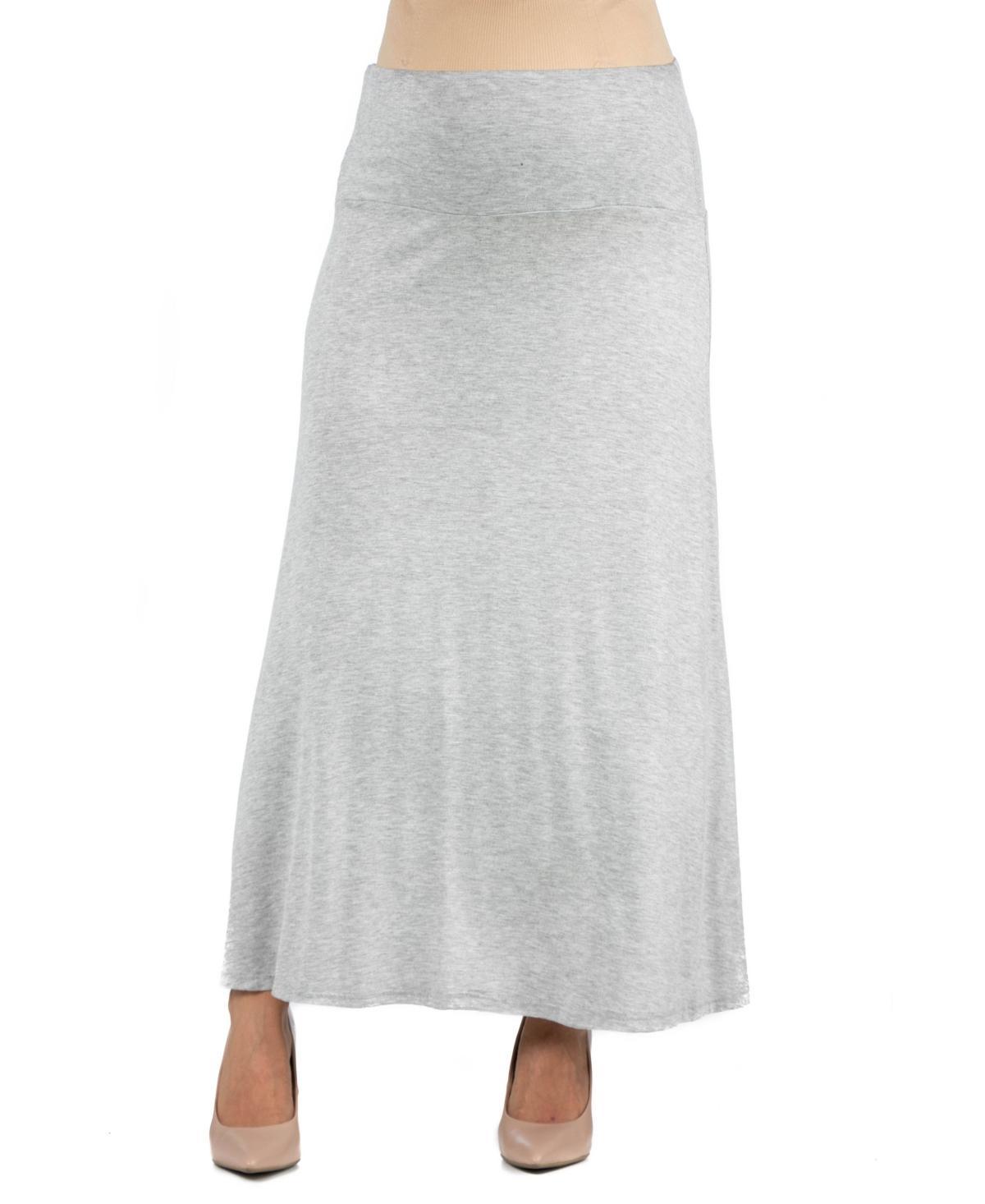 24seven Comfort Apparel Womens Elastic Waist Solid Color Maternity Maxi Skirt Product Image