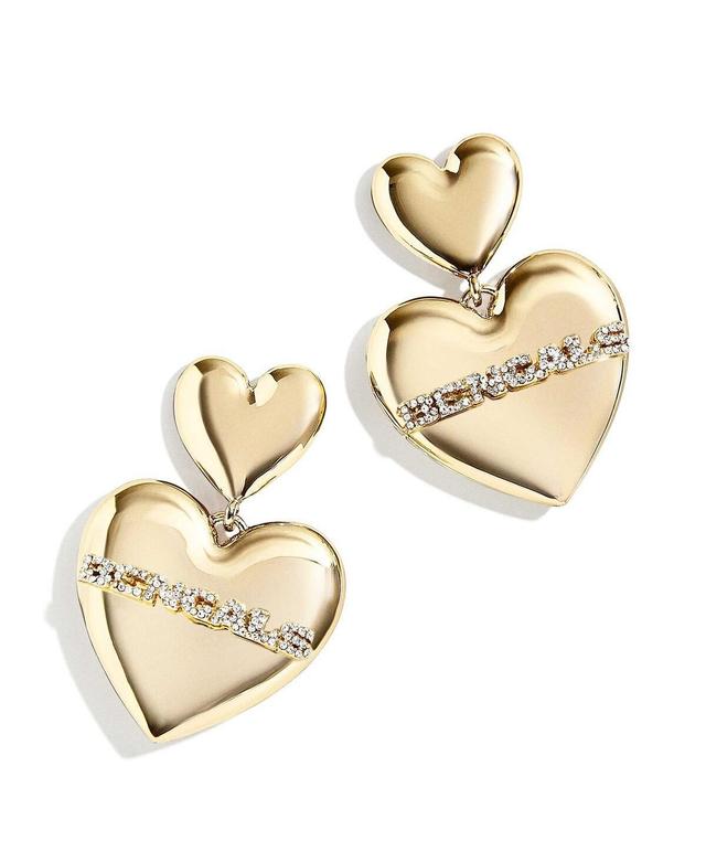 Womens Wear by Erin Andrews x Baublebar Gold-Tone Cincinnati Bengals Heart Statement Drop Earrings Product Image