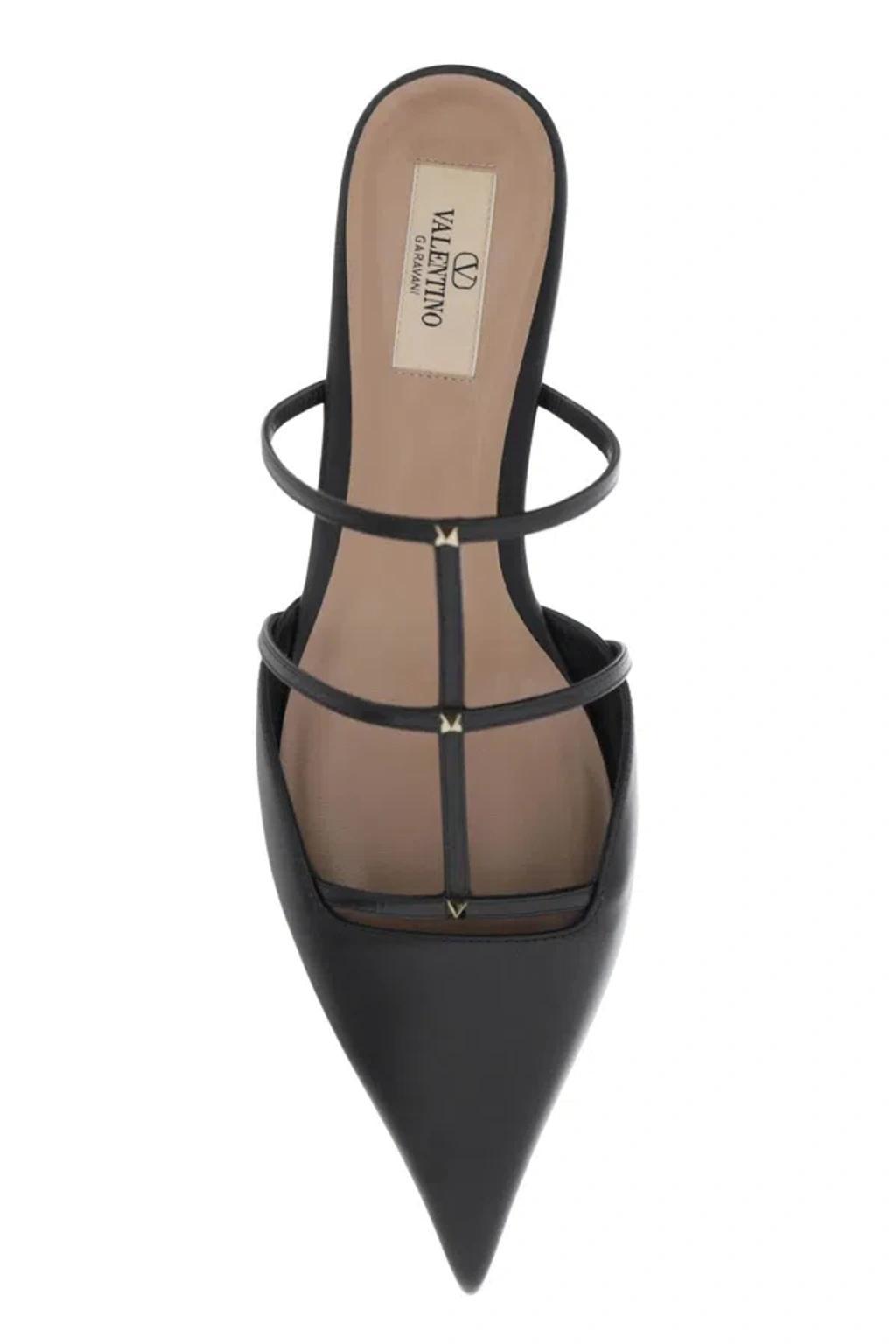 VALENTINO GARAVANI Rockstud Wispy Leather Ballerina Flats In Black Product Image