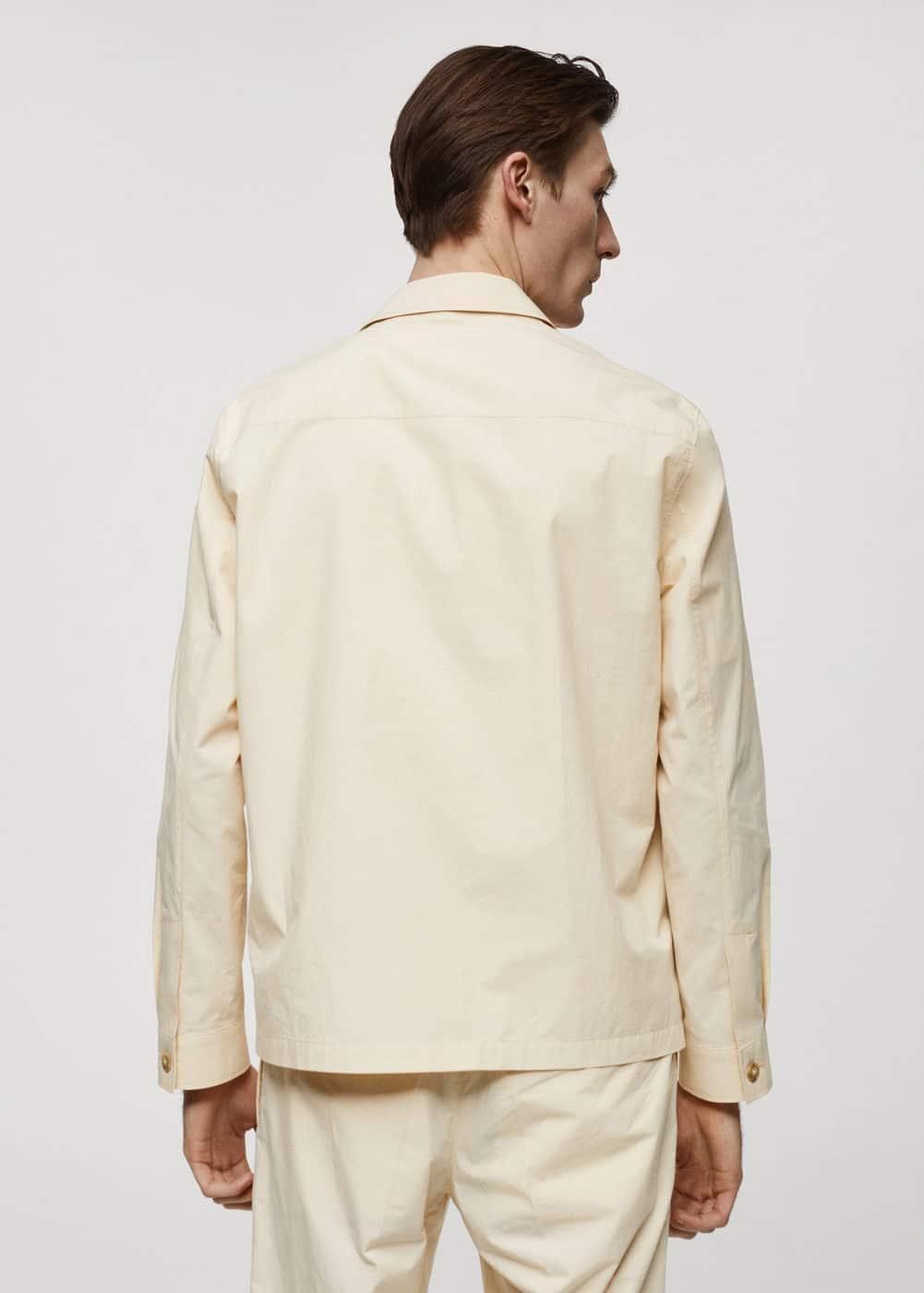 MANGO MAN - 100% cotton overshirt with pocket vanillaMen Product Image