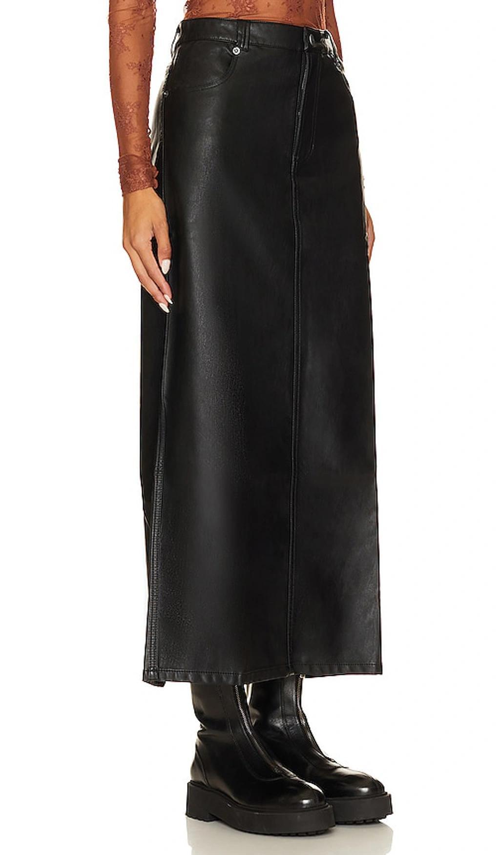 City Slicker Faux Leather Maxi Skirt In Black Product Image