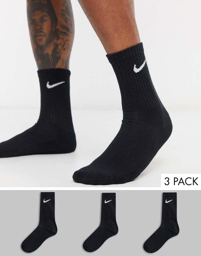 Nike Training Everyday Cushioned 3 pack crew sock in black Product Image