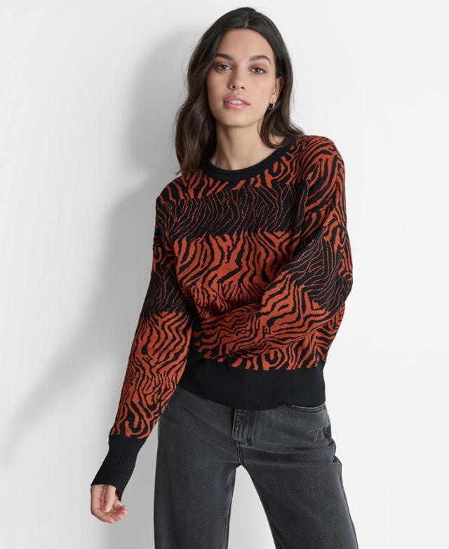 Dkny Womens Jacquard Dolman-Sleeve Sweater - Blk Product Image