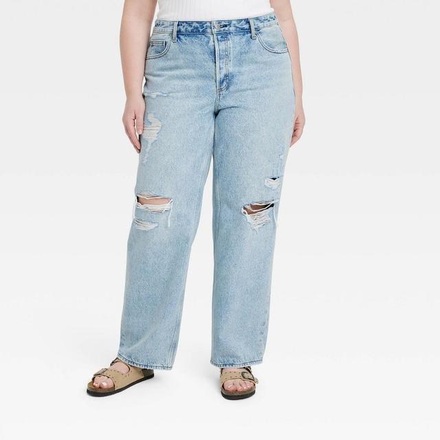 Womens Mid-Rise 90s Baggy Jeans - Universal Thread Light Wash 20 Product Image