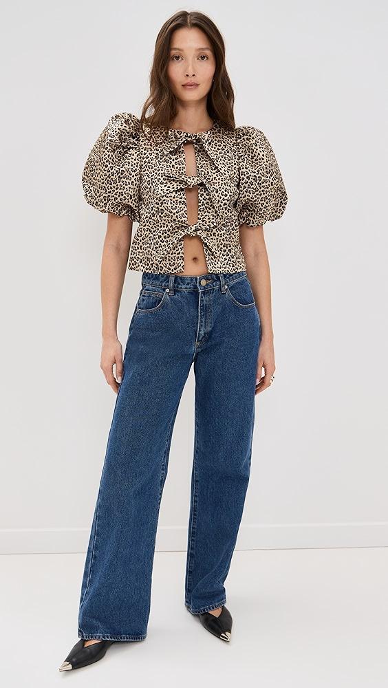 English Factory Bow Detailed Puff Sleeve Top | Shopbop Product Image