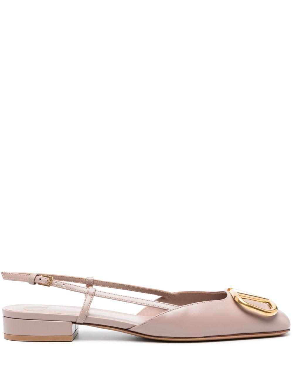 VALENTINO GARAVANI Valentino Vlogo Leather Slingback Flat In Pink Product Image