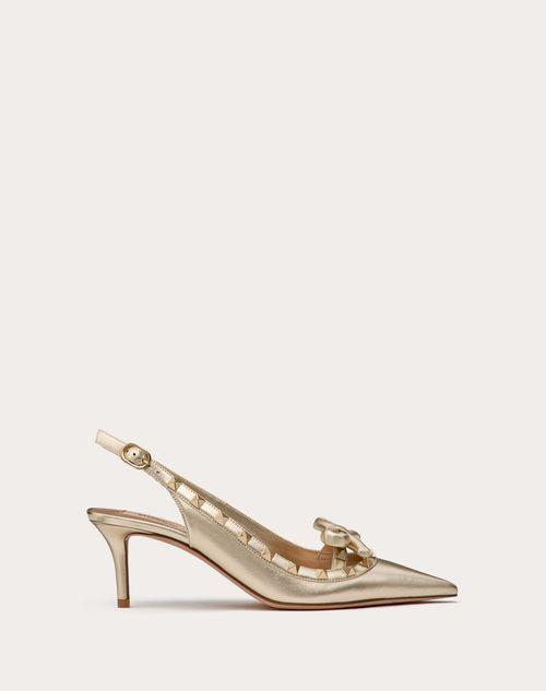 ROCKSTUD BOW SLINGBACK PUMPS IN LAMINATED NAPPA LEATHER AND 60MM TONE STUDS Product Image