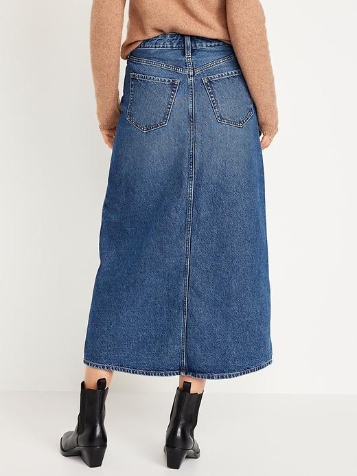 High-Waisted Jean Midi Skirt Product Image