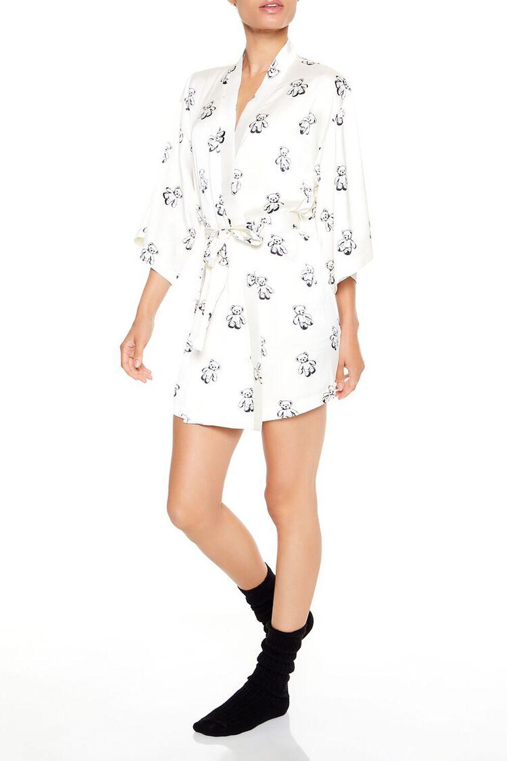 Teddy Bear Print Tie-Waist Robe | Forever 21 Product Image