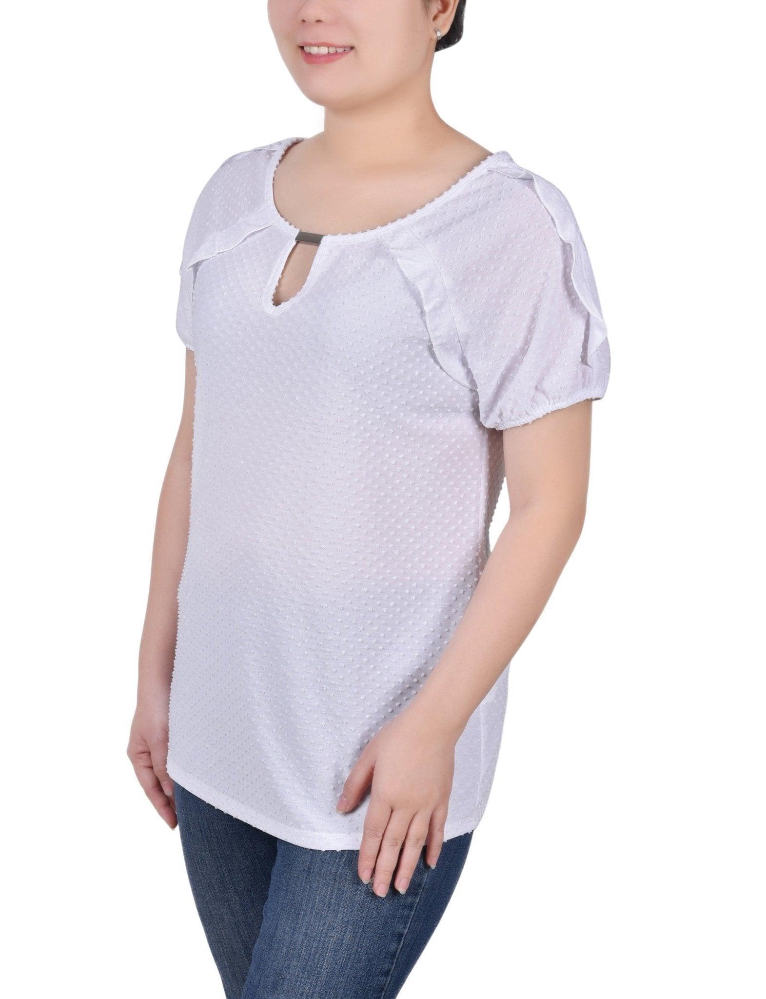 Short Sleeve Swiss Dot Top - Petite Product Image