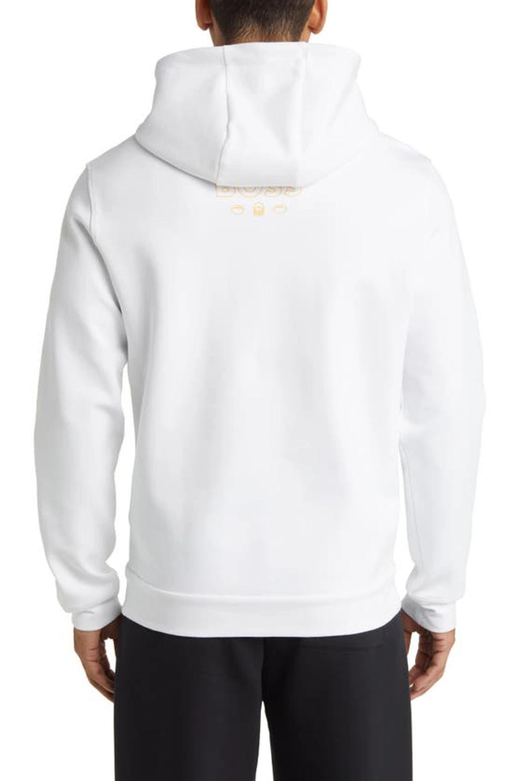 HUGO BOSS Boss X Nfl Cotton-blend Hoodie With Collaborative Branding In Steelers Open White Product Image