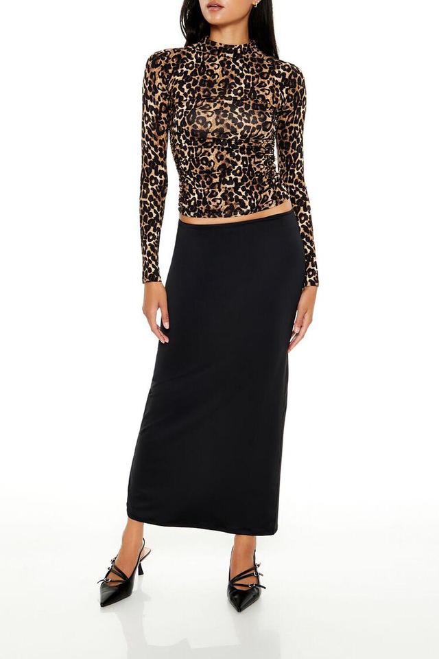 Leopard Print Mock Neck Crop Top | Forever 21 Product Image