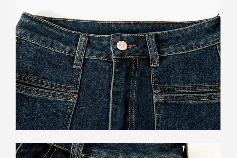 High Waist Washed Flared Jeans Product Image