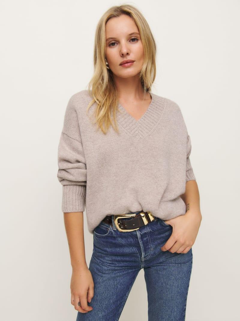 Jadey Cashmere Oversized V-neck Sweater product image