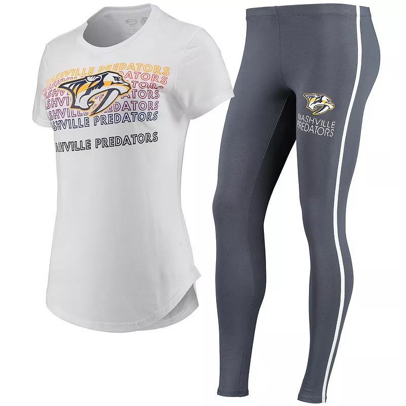 Womens Concepts Sport White/Charcoal Nashville Predators Sonata T-Shirt & Leggings Set Product Image