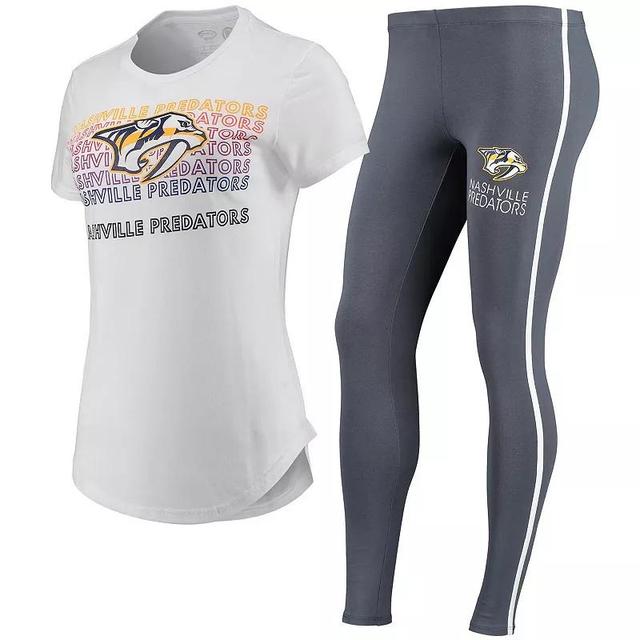 Womens Concepts Sport White/Charcoal Nashville Predators Sonata T-Shirt & Leggings Set Product Image