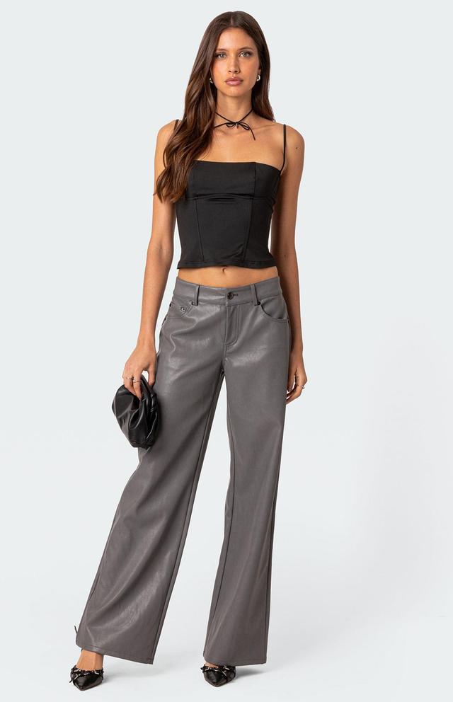 Edikted Women's Faux Leather Straight Leg Pants Product Image