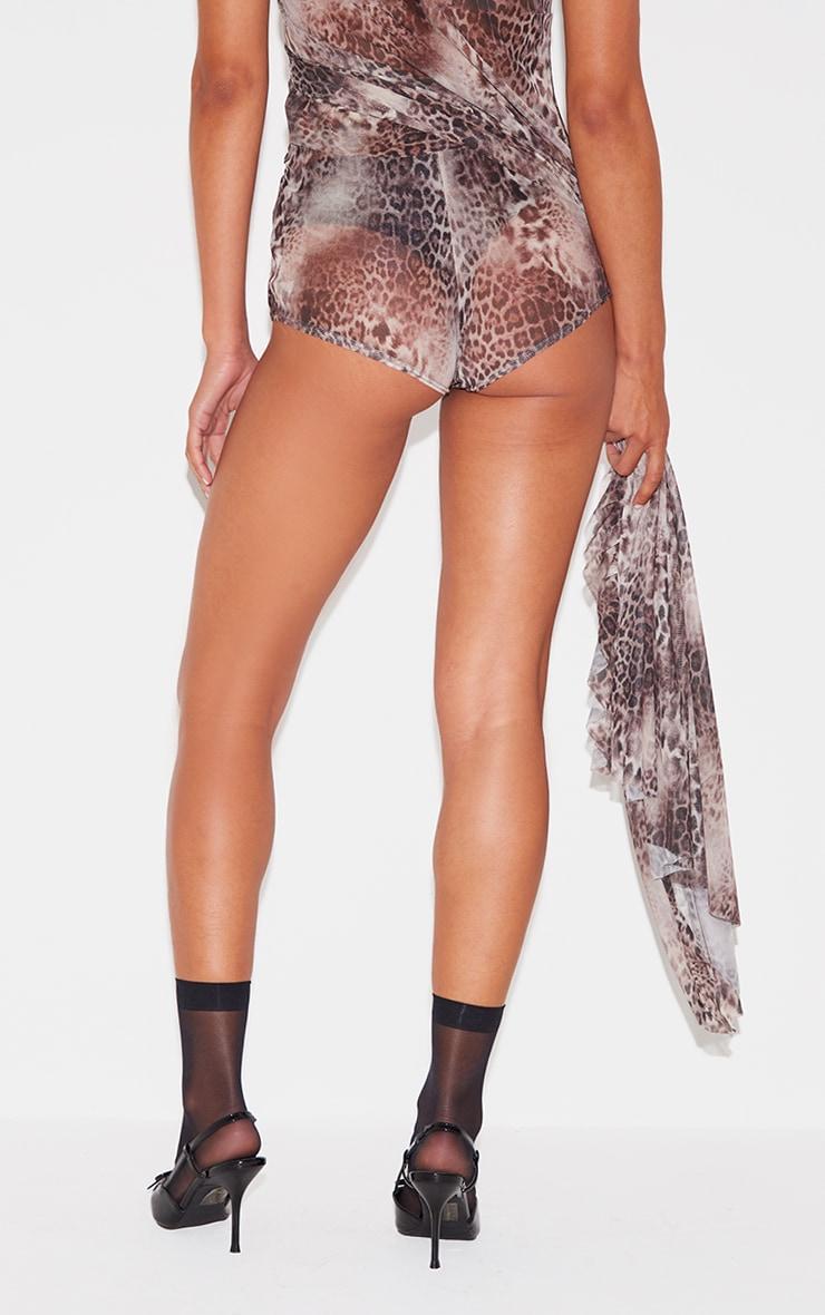 Leopard Printed Mesh Hot Pants Product Image