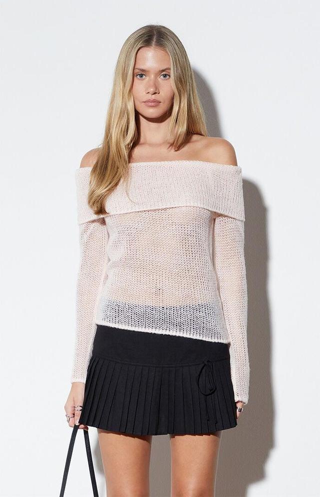 Women's Off-The-Shoulder Open Knit Sweater Product Image