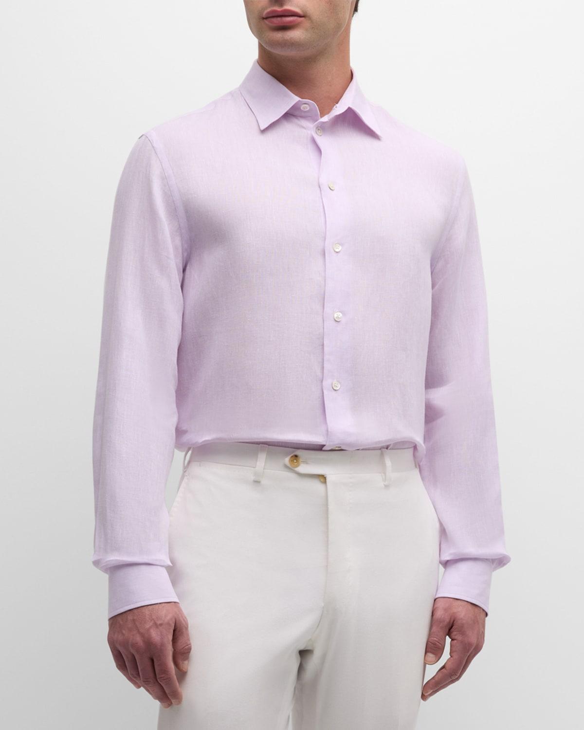 Mens Solid Linen Sport Shirt Product Image