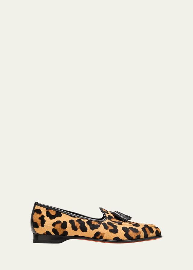 Womens Andrea Leopard Calf Hair Loafers Product Image