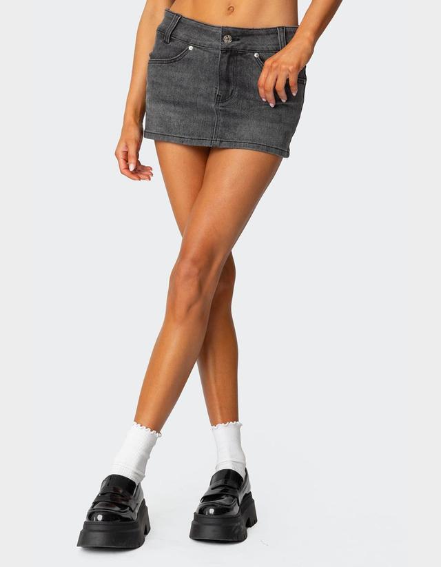 EDIKTED Bev Stretchy Denim Micro Skirt Product Image