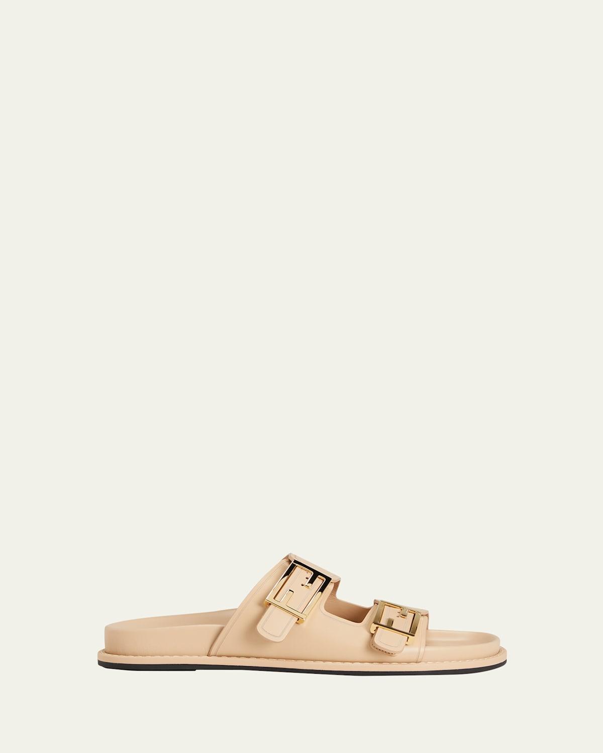 Womens Fendi Feel Buckle Leather Slides Product Image