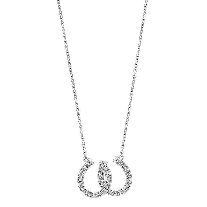 Gemminded Sterling Silver 1/10 Carat T.W. Horseshoe Pendant Necklace, Womens White Product Image