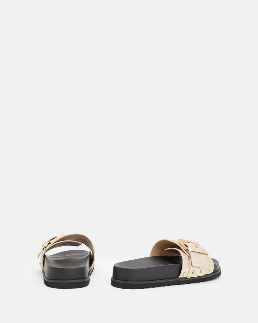 Ellie Buckle Metallic Leather Slides Product Image