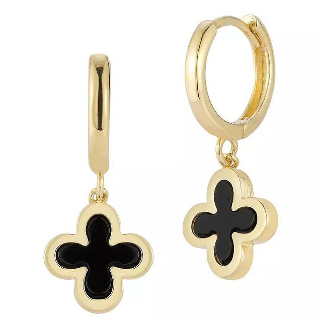 LUMINOR GOLD 14k Gold Black Onyx Clover Earrings, Womens Product Image