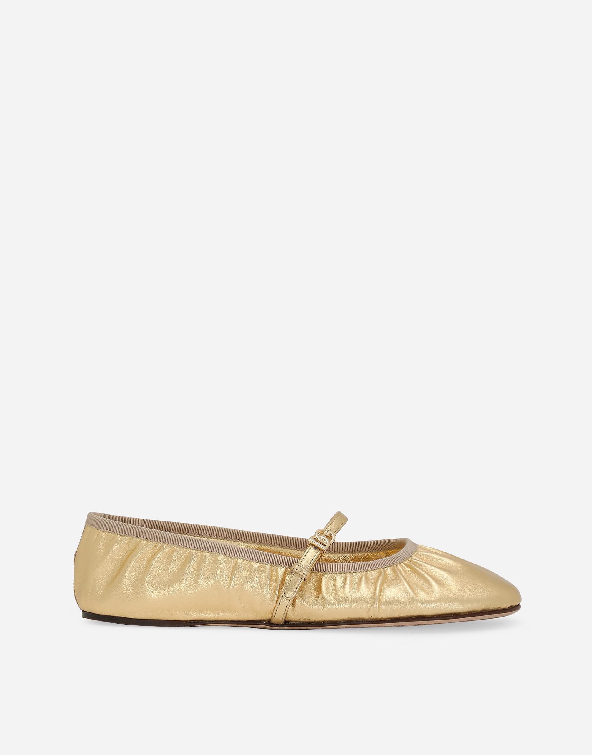 DOLCE & GABBANA Nappa Mordore Ballet Flats In Gold Product Image